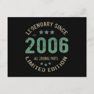 Origineel Sinds 2006 Vintage Legende Verjaardagsca Briefkaart