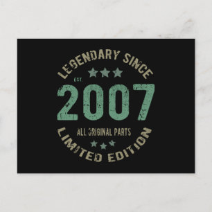 Origineel Sinds 2007 Vintage Legende Verjaardagsca Briefkaart
