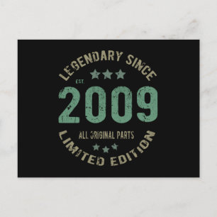 Origineel Sinds 2009 Vintage Legende Verjaardagsca Briefkaart