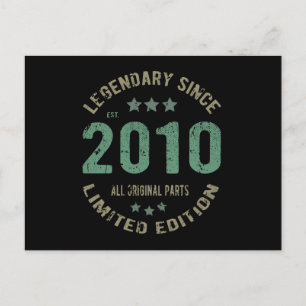 Origineel Sinds 2010 Vintage Legende Verjaardagsca Briefkaart