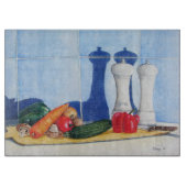 Origineel stilleven schilderij van groenten snijplank (Voorkant)