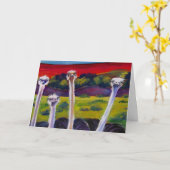 Origineel 'STRUISVOGELS' Wenskaart Kaart (Gele Bloem)