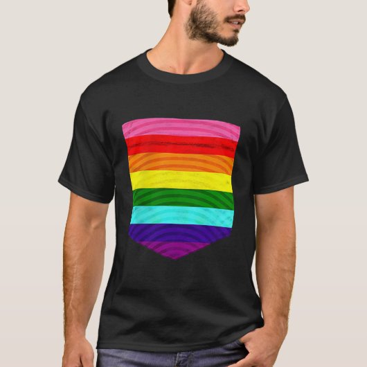 Origineel T-shirt met acht stripe Gay Pride Flag P (Voorkant)