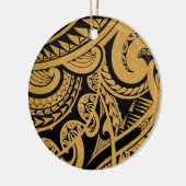 origineel tattoo op houten eiland keramisch ornament (Links)