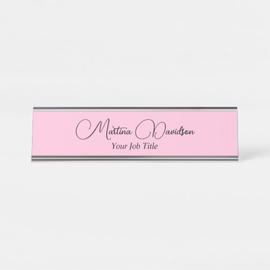 Origineel uniek roze Creatief Handschrift Bureau Naambordje (Voorkant)
