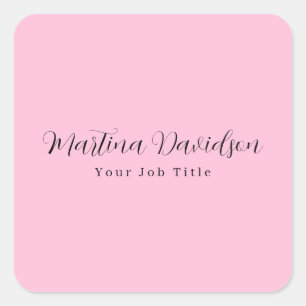 Origineel uniek roze Creatief Handschrift Vierkante Sticker