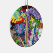 Origineel, vrij gehaakte tekst & foto-ontwerp keramisch ornament (Rechts)