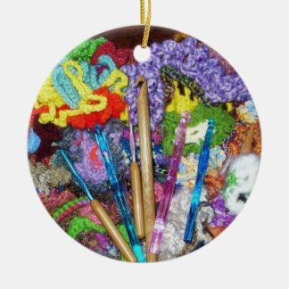 Origineel, vrij gehaakte tekst & foto-ontwerp keramisch ornament