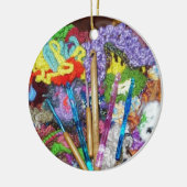 Origineel, vrij gehaakte tekst & foto-ontwerp keramisch ornament (Links)