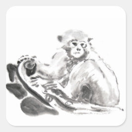 Origineel Wassen Schilderij Apenjaar Zodiac Sticke Vierkante Sticker
