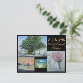 Origineel Waterverf Briefkaart Okinawa schilderen (Staand voorkant)