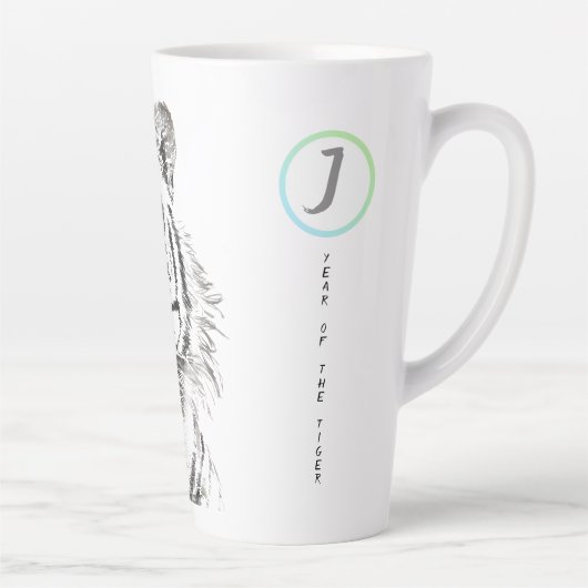 Origineel Waterverf Chinees Zodiac Initiaal L Latte Mok (Rechts)