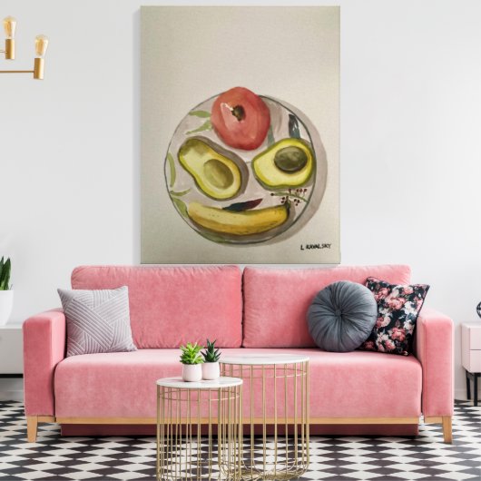 Origineel Waterverf schilderij "Love My Fruit" Canvas Afdruk (Insitu (Woonkamer))