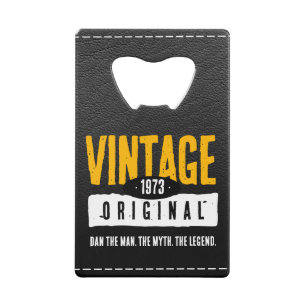 Origineel Zwart & Goud Lederen Geboorte Jaar Creditkaart Flessenopener