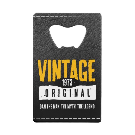  Origineel Zwart & Goud Lederen Geboorte Jaar Creditkaart Flessenopener (Voorkant)