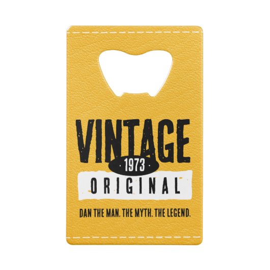  Origineel Zwart & Goud Lederen Geboorte Jaar Creditkaart Flessenopener (Achterkant)