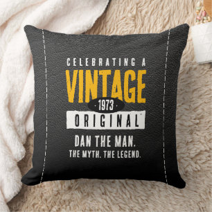 Origineel Zwart Goud Lederen Geboorte Jaar Kussen