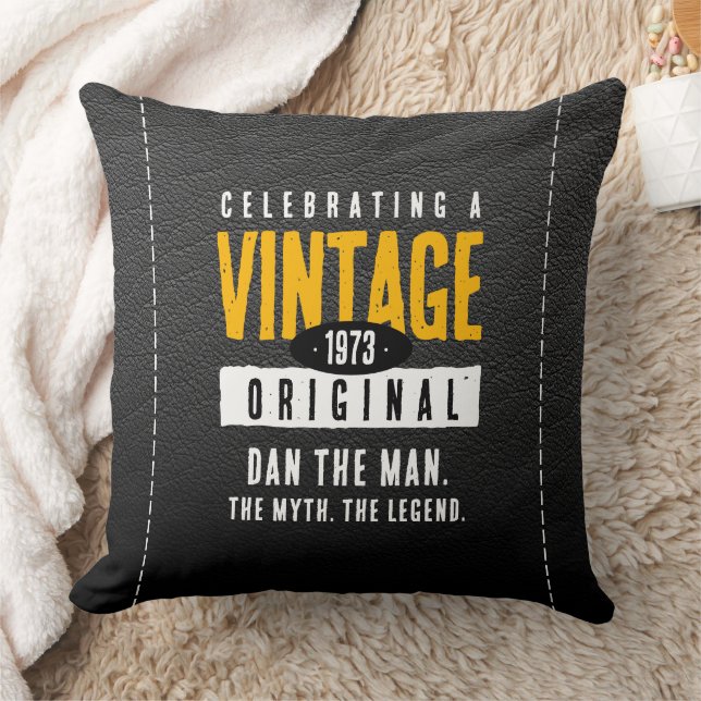  Origineel Zwart Goud Lederen Geboorte Jaar Kussen (Deken)