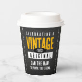 Origineel Zwart & Goud Lederen Geboorte Jaar Papieren Bekers (Voorkant)