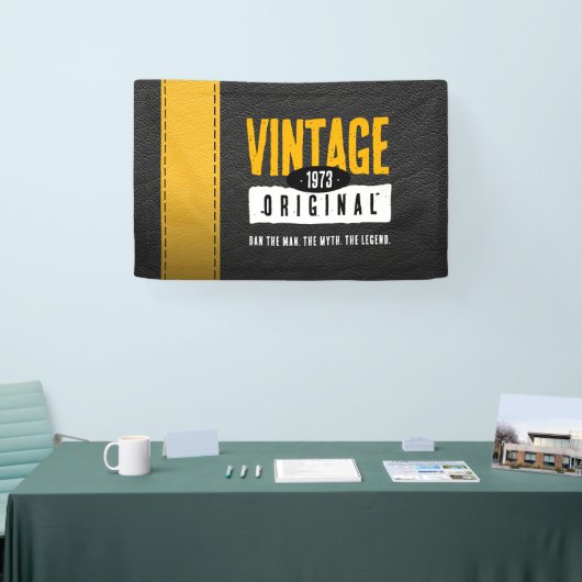 Origineel Zwart & Goud Lederen Geboorte Jaar Spandoek (Beurs)