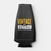  origineel zwart lederen geboortejaar flesjeskoeler (Voorkant)