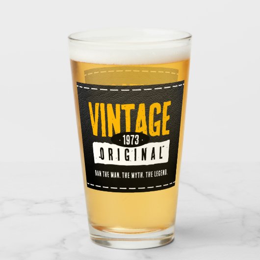  origineel zwart lederen geboortejaar glas (Achterkant gevuld)