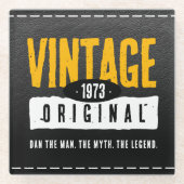  origineel zwart lederen geboortejaar glazen onderzetter (Voorkant)