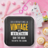 origineel zwart lederen geboortejaar papieren bordje (Feest)