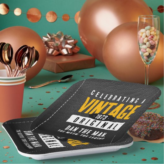 origineel zwart lederen geboortejaar papieren bordje (Multi)