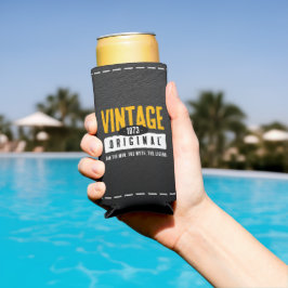 origineel zwart lederen geboortejaar seltzer blikjeskoeler