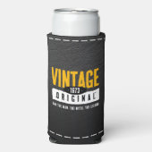  origineel zwart lederen geboortejaar seltzer blikjeskoeler (Seltzer Voorkant)