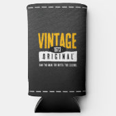  origineel zwart lederen geboortejaar seltzer blikjeskoeler (Voorkant)