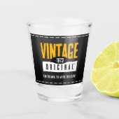  origineel zwart lederen geboortejaar shot glas (Voorkant)