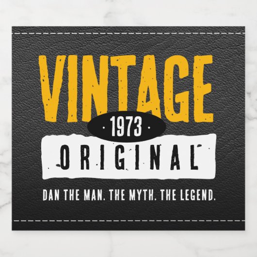  origineel zwart lederen geboortejaar sparkling wijnetiket (Enkel label)