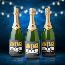origineel zwart lederen geboortejaar sparkling wijnetiket