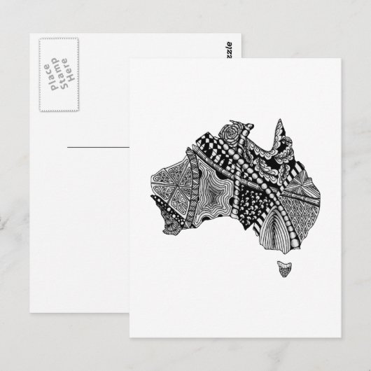 Origineel zwart-witte Australië Kaart Kunst (Voorkant / Achterkant)