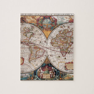 Originele 17e eeuw World-Map latijn 1600s Legpuzzel