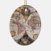 Originele 17e eeuw World-Map Latitude 1600s Keramisch Ornament (Rechts)