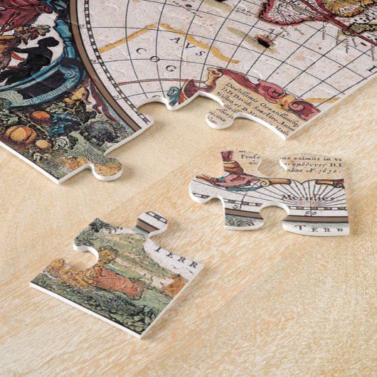 Originele 17e eeuw World-Map Latitude 1600s Legpuzzel (Zijkant)