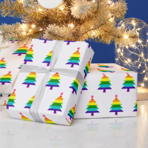 Originele 8 Stripes Pride Flag LGBTQ kerstboom Cadeaupapier