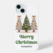 Originele aardse Kerstbomen groen goud luipaard Case-Mate iPhone Case (Achterkant)