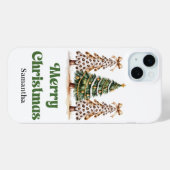 Originele aardse Kerstbomen groen goud luipaard Case-Mate iPhone Case (Achterkant (horizontaal))