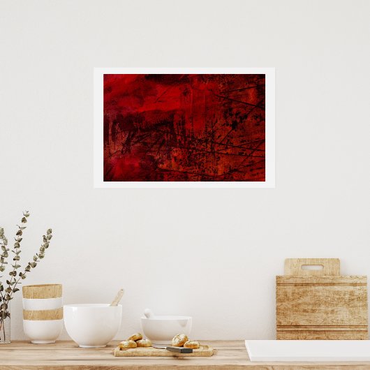 Originele Abstracte canvas afdrukken - Rode Abstra Poster (Keuken)