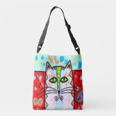 Originele Abstracte Digitale Cat Art Canvas tas (Achterkant)