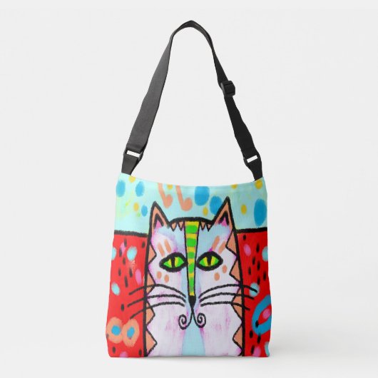 Originele Abstracte Digitale Cat Art Canvas tas (Voorkant)