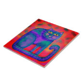 Originele Abstracte Digitale Katten Schildering Tegeltje (Zijkant)