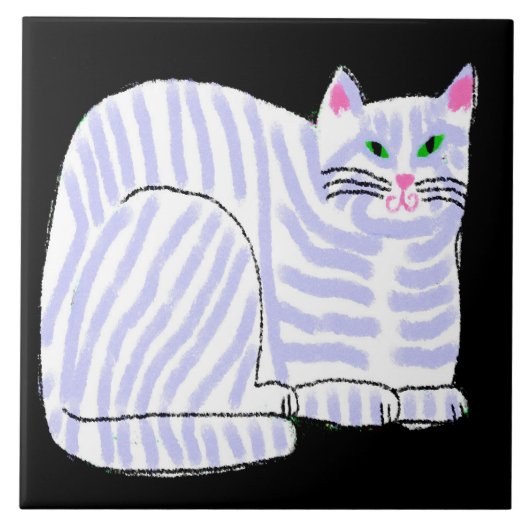 Originele Abstracte digitale kattenkunst Tegeltje (Voorkant)