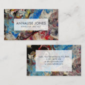 Originele Abstracte kunst - blauw, wit, roze, muav Visitekaartje (Voorkant / Achterkant)