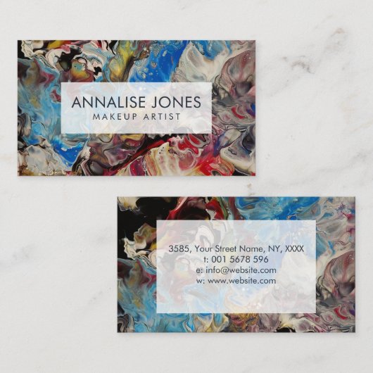 Originele Abstracte kunst - blauw, wit, roze, muav Visitekaartje (Voorkant / Achterkant)