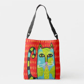 Originele Abstracte kunst Cat Canvas tas (Achterkant)